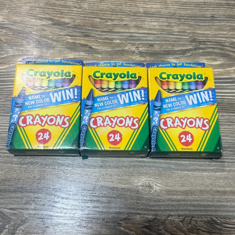 Crayola 24 Count Crayons Lot of 3 Last Chance to Get Dandelion Vintage 2017
